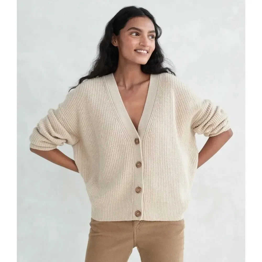 Jenni Kayne Cashmere Cocoon Cardigan Ivory Oatmeal Oversized 2XS XS - Picture 3 of 7